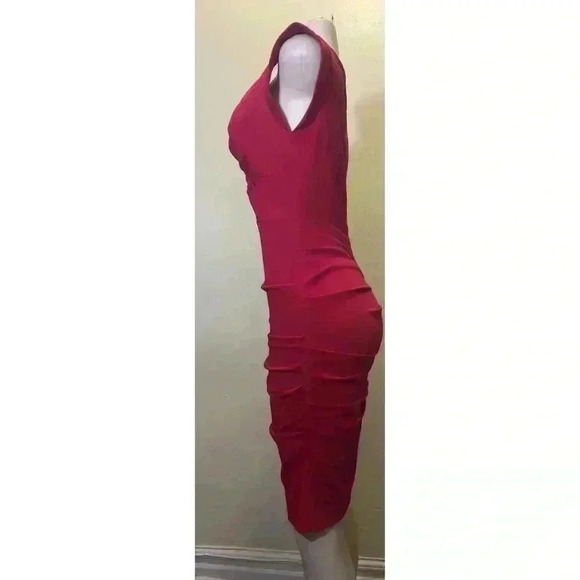 Nicole Miller Women's Red Midi Dress Size 2 - Picture 4 of 12
